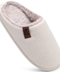 COFACE Chaussures de Maison Homme Hiver Chaussons Chauds en Mousse à Mémoire de Forme Beige Blanc Taille 44 COFACE Pan