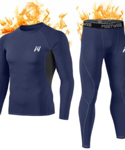 MEETWEE Ensemble de Sous-Vêtements Thermiques Homme pour Sport et Randonnée + Maillot Manches Longues + Pantalon Quick D