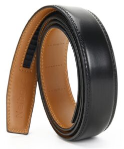 Ceinture en Cuir Nelbons Sans Boucle - Ceinture Homme - Pour Habillage Daily - Fermeture Éclair - 130 cm x |0 cm