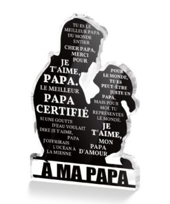Décoration Papa en Acrylique Silhouette Noire - Message d'amour Gravé - Cadeau émotionnel pour les Fêtes des Pères
