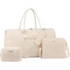 Sac de sport de voyage LOVEVOOK pour femme,Lot de 3 sacs beiges, Grande capacité et pratique, Idéal pour voyage et week-