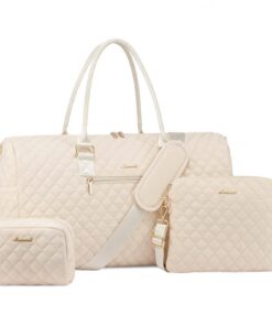 Sac de sport de voyage LOVEVOOK pour femme,Lot de 3 sacs beiges, Grande capacité et pratique, Idéal pour voyage et week-