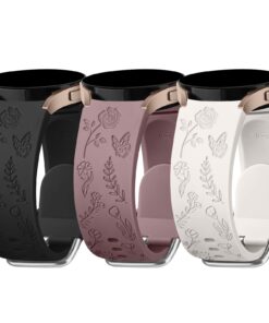 Wanme 3 Pièces Fleur Gravée Bracelet Samsung Galaxy Watch 7/4/6/5, Noir+Violet fumé+Lumière stellaire 40mm 44mm Wanme 3