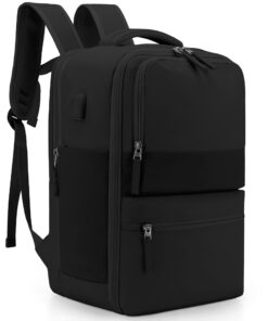 Sac à Dos SUNUP Cabine Avion pour Femme et Homme, Grande Capacité avec Muliples Poches Noir (40x30x20 cm, Ordinateur Por