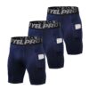 Yishengwan Short de Compression Homme Séchage Rapide Respirant Court Collant avec Poche Lot de 3