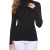 Sykooria Pull Hiver Femmes Chaud Tricoté Col Roulé Manches Longues Moulant Mode Côtelé