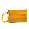 Charmoni Portefeuille Femme en Cuir Multi Poches - Porte Monnaie Carte Billets - avec Porte Clé - Lanière - (Jaune)