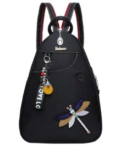 Sac à Dos Eshow Femelle Nylon Noir Polyester Loisirs Étudiant Voyage Randonnée Campagne Noir