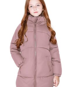 SOLOCOTE Manteaux d'hiver chauds pour filles - Longueur moyenne, rembourrage en coton duvet - Chauffe et confort