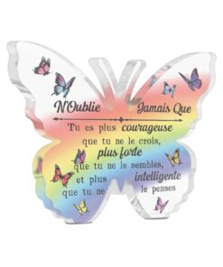 Putuo Decor - Panneau Acrylique Papillon Arc-en-Ciel Inspirant pour Décoration de Table - Idéal en Cadeau pour Femme ou