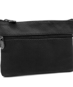 Charmoni Portefeuille Homme Noiravec Anneau Porte Clé Multipoches Zippées en Cuir Vrai pour Homme et Femme