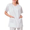 Blouse médicale et esthétique Hurry Jump, col trapèze, 3 poches, Serge 210 grammes, blanc, lavage machine à 90 degrés, r