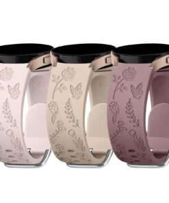 bracelet Wanme gravé fleur Samsung Galaxy Watch 6/4 43mm/47mm/42mm/46mm coloré rose thé au lait violet fumé/pièces 3/piè