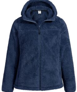 Pioneer Camp Polaire Femme Chaude avec Capuche Zippée Vestes de Randonnée Moelleux Confortable Teddy Veste NoireSherpa M