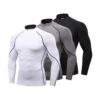 LANBAOSI T-shirts de compression pour homme - Col montant - T-shirt respirant - Idéal pour la course à pied - Taille S-M