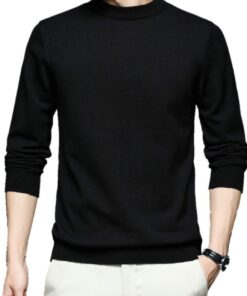 Dierouya Pull Hommes Couleur Unie Manches Longues Casual Vêtements Élégants Hommes Demi Col Élevé 5 Tailles 5 Couleurs