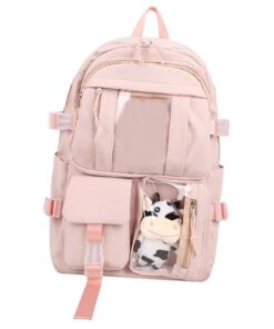 UxicRuya Sac à Dos pour Fille Féminine, Sac D'étudiant Rose à Grande Capacité, Sac D'école de Lycéen Tendance