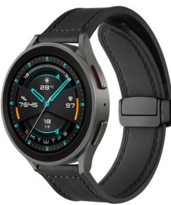 Bracelet en cuir véritable Garmin Forerunner 165/245 Venu 2 Plus Vivoactive 5 Venu Sq 2 noir 20mm réglable magnétique