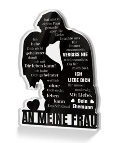Plaque en acrylique Putuo "An Ma Femme" - Cadeau romantique pour mari - Décoration pour anniversaire, anniversaire de ma