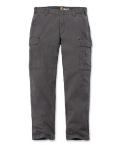 Carhartt Rugged Flex Pantalon de Travail Cargo en Toile Coupe Décontractée Short Homme Noir Foncé Gris