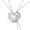 Collier d'Amitie Hifot pour 3 Filles, Collier Best Friends Argent Cristal, Collier Amitie Soliel Lune pour 3 Filles