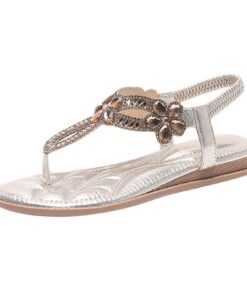 Sandales d'été pour femme confortables en cuir - Pantoufles à paillettes pour enfants en plein air