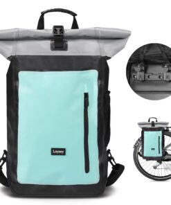 Sacoche de Vélo Loyzey 100% Imperméable pour Transport et Camping (Menthe, 28L)