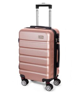 Valise Cabine Todeco 56cm Rigide e Légère ABS+PC, Valise de Voyage Or Rose, idéale pour Voyageurs