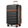 Kono Valise Grande Taille Extensible Léger en ABS+PC avec 4 Roues Silencieuses à 360° TSA Serrures (XL Noir/Marron)