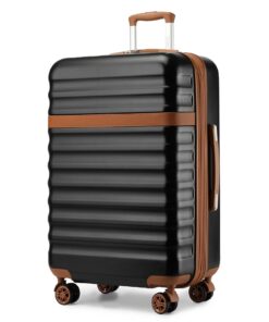Kono Valise Grande Taille Extensible Léger en ABS+PC avec 4 Roues Silencieuses à 360° TSA Serrures (XL Noir/Marron)