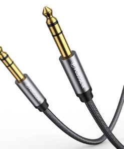 POSUGEAR Câble stéréo 6,35 mm vers 6,35 mm 2 m, câble jack TRS 1/4 mâle-mâle plaqué or tressé en nylon, câble audio haut