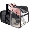 Sac de Transport Chat Petit Chien 10kg (Rose) Sac à Dos Extensible Transparent pour Animaux (Rose) Matelas en Peluch