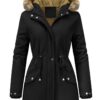 Vijamiy Manteau Femme Chic et Chaud Imperméable Hiver Automobile Matelassée Matelassée avec Double Poche Zippée
