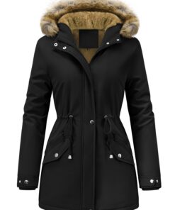 Vijamiy Manteau Femme Chic et Chaud Imperméable Hiver Automobile Matelassée Matelassée avec Double Poche Zippée