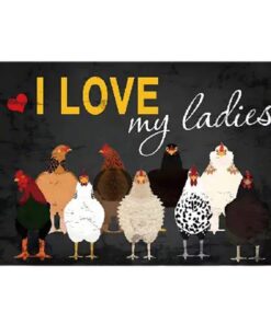 Plaque en Tôle Rétro "I Love My Ladies Poules" - Décoration Extérieure Amusante en Métal Vintage - Résistance aux Intemp