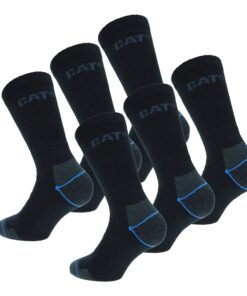 Caterpillar 6 Paires de chaussettes de sécurité CAT pour hommes - Coolmax, double renfort - Coton de qualité et fibre ly