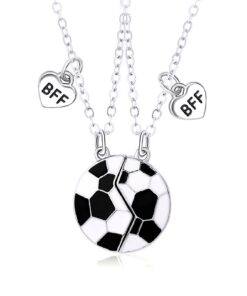 Collier d'amitié Hifot Football pour Filles, Pendentif Argent Cadeau Jeune Fille, Accessoire Sportif pour Petite Sœur ou