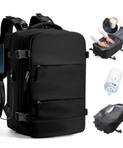 "Bagage Cabine Sous Vide Avec Pompe - Sac à dos Femme 40×30×20 cm Fit 14 Pouces, Conformément à Ryanair Wizzair Easyjet"
