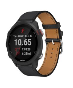 Bracelets de Cuir pour Garmin Forerunner 245/55 Homme Femme - Véritable Remplacement Compatible avec Garmin Forerunner 2