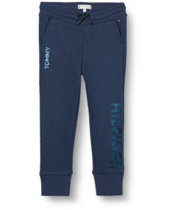 Tommy Hilfiger Sweatpants pour Enfants avec Étincelles Métaux,Métallique Élégant Pantalon Noir pour Garçons, Pantalons d