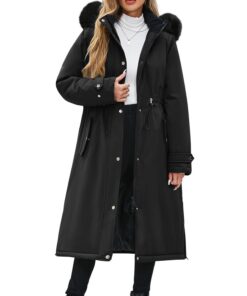 Manteau Femme Hiver Longue Chaud Polaire Élégant Classique Outercoat Hydrofuge Coupe-Vent Zippé Poches Epaissé Peluche A