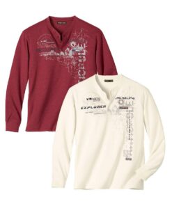ATLAS FOR MEN Lot de 2 T-Shirts Homme Grandes Tailles - Col Boutonné - Achetez Maintenant ! M au 5XL