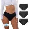 Oeko-Tex Standard 100 Carer Lot de 3 Culottes Menstruelles Noires, Protection Anti-Fuites et Hygiénique pour Menstruatio