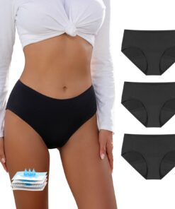 Oeko-Tex Standard 100 Carer Lot de 3 Culottes Menstruelles Noires, Protection Anti-Fuites et Hygiénique pour Menstruatio