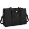 IGOLUMON Sac Cabas Grande Capacité pour Femmes 15.6 Pouces Imperméable PU Cuir Sac de Cours Noir pour Affaires Travail