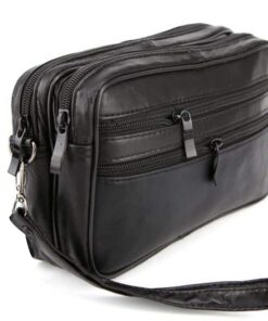 Charmoni Sacoche en Cuir Noir pour Femmes en Cuir d'Agneau Fonctionnelle et Élégante