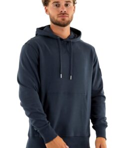 Calvin Klein Sweat à Capuche Homme Bleu (India Ink) - Badge en Coton - Taille S