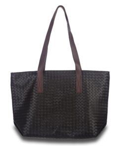 Octwine Grand sac à main en cuir noir pour femme, sac de week-end, grand sac à bandoulière pour femme