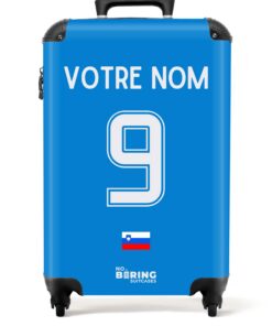 Valise Cabine 55x35x25cm Personnalisable 4 Roulettes, Bagages Cabine Pas Cher (Bleu - Uniforme Slovénie 2022)