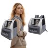 Sac à Dos Noir pour Chiens avec Fenêtre en Maille, Sac Transport Portable et Pliable pour Chiens et Chat, Espace Extensi